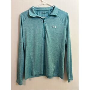 Under Armour Women’s L Heat Gear Loose Fit Quarter Zip Light Blue Space Dye